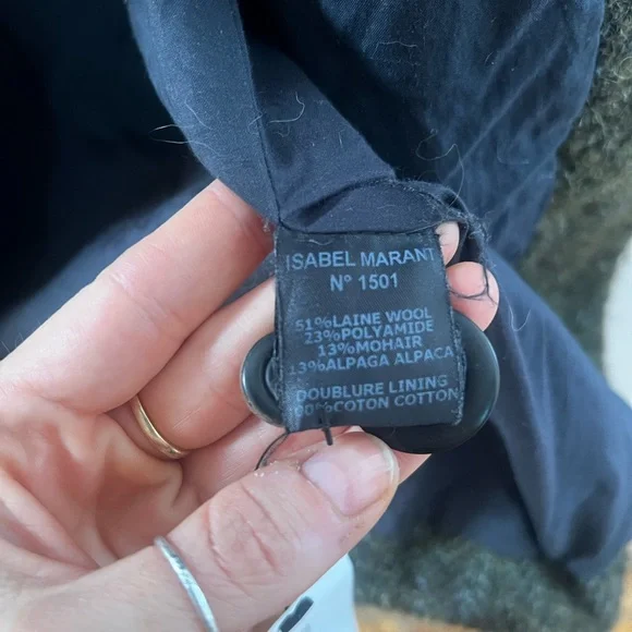 Isabel Marant Etoile olive green wool and alpaca cocoon coat - Picture 4 of 8